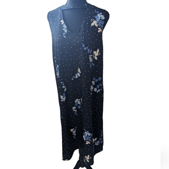 Michel studio collection 3X sleeveless Career dress navy blue & white floral - Picture 1 of 6